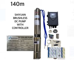 SHIYUAN 140M DC Brushless Solar Water Pump with Controller 140M Lift 1500W 150V  Flow Rate 1.5 inches Outlet 7.6A Current Solar Water Pump
