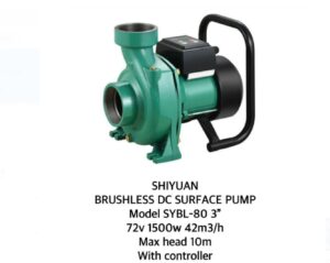 SHIYUAN Brushless DC Surface Solar Water Pump 3 inches 75V 1500W 42M3/H Maximum Lift 10M With Controller