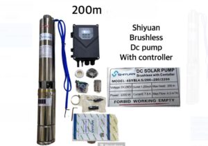 SHIYUAN 200M DC Brushless Solar Water Pump with Controller 200M Lift 2200W 280V 4.5M3/H Flow Rate 1.25 inches Outlet 7.8A Current Solar Water Pump