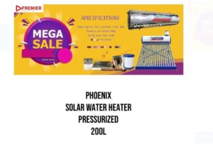 Phoenix 200L Solar Water Heater Pressurized , Stainless steel Tank , Weight 80Kgs