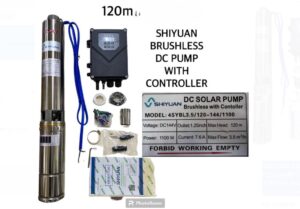 SHIYUAN 120M DC Brushless Solar Water Pump with Controller 120M Lift 1100W 144V 3.5M3/H Flow Rate 1.25 inches Outlet 7.6A Current Solar Water Pump