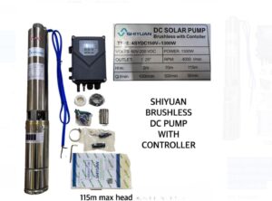 SHIYUAN 115M DC Brushless Solar Water Pump with Controller 115M Lift 1300W 280V  1.25 inches Outlet  Current Solar Water Pump with controller