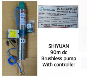 SHIYUAN 90M DC Brushless Solar Water Pump with Controller 90M Lift 1000W 96V 3.5M3/H Flow Rate 1.5 inches Outlet 7.8A Current Solar Water Pump