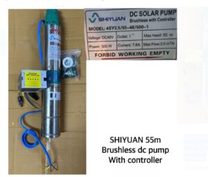 SHIYUAN DC Solar Water Pump 55M Lift 500W 3.5M3/H Flow Rate 1 inches 48V Stainless Steel Brushless Pump with Controller