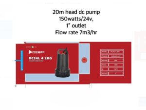 Premier 20M Lift 24V 150 Watts 1 inches , 7M3/HR Flow Rate Solar DC Water Pump