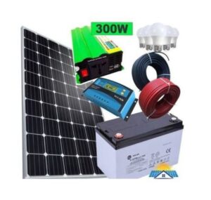 50W solar Panel + 26Ah Solar Battery + 10Ah Controller + 300W inverter + 5 DC Bulbs + 10M Cable