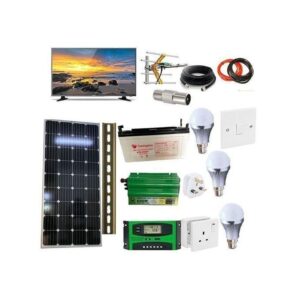 Solarmax 150W Solar Panel Complete Home Fullkit + 100AH Solar Battery + 300W Solar Inverter + 10AH Solar Charge Controller + 19 Inches Digital TV + Aerial + Switch + Plug