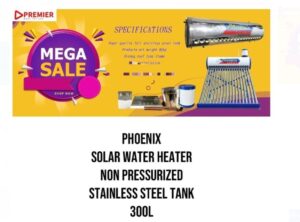 Phoenix 300L Solar Water Heater Non Pressurized Stainless Steel Tank , 80Kgs