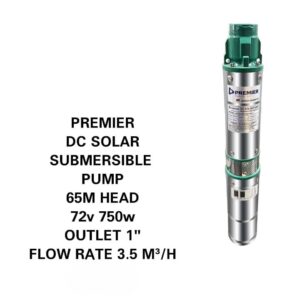PREMIER DC SOLAR SUBMERSIBLE PUMP – 65m Head | 1" Outlet | 72V | 750W | 3.5 m³/h