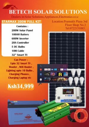 STARMAX 150W FULL SOLAR KIT + 32” SMART TV