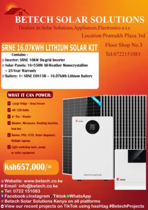 SRNE 16.07KWH Lithium Solar Kit! 10KW On-Grid Inverter