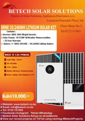 SRNE 10.24KWH Lithium Solar Kit! 5KW Off-Grid Inverter