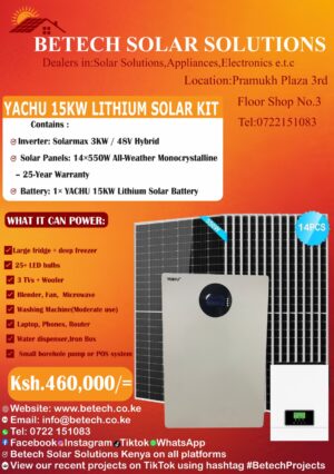 YACHU 15KW Lithium Solar Kit! 3KW Hybrid Inverter