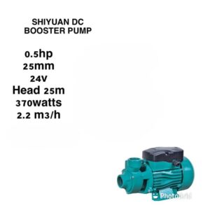SHIYUAN DC BOOSTER PUMP – 0.5HP | 25mm Outlet | 24V | 25m Head | 370W | 2.2 m³/h