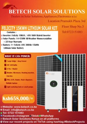 FELICITY 15KWH Lithium Solar Kit! 10KVA / 8KW Hybrid Inverter