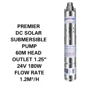 PREMIER DC SOLAR SUBMERSIBLE PUMP – 60m Head | 1.25" Outlet | 24V | 180W | 1.2 m³/h