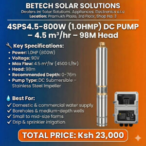 Reliable 1.0HP DC Solar Submersible Pump for Medium-Depth Boreholes & Farm Irrigation Systems”