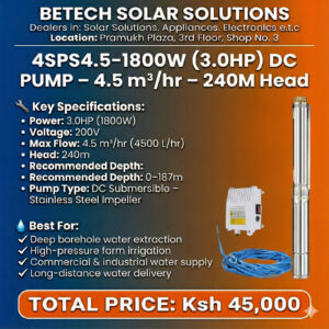 High-Power 3.0HP DC Solar Deep Borehole Pump for Commercial & Agricultural Water Systems”