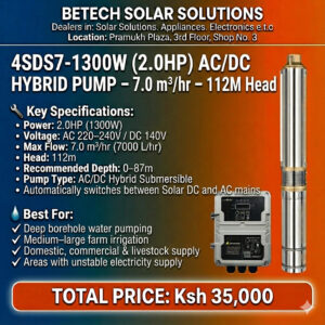 Reliable 2.0HP AC/DC Hybrid Solar Pump for Deep Borehole & High-Demand Water Supply