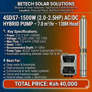 Powerful 2.0–2.5HP AC/DC Hybrid Solar Submersible Pump for High-Pressure Borehole & Farm Water Systems
