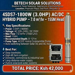 High-Performance 3.0HP AC/DC Hybrid Solar Pump for Deep Boreholes & Industrial Water Supply