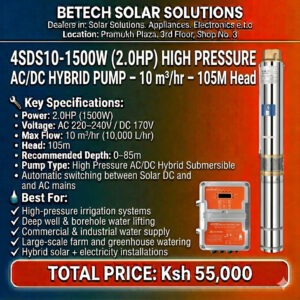 2.0HP High-Pressure Hybrid Solar + AC Pump for Deep Boreholes & Large-Scale Irrigation Systems”