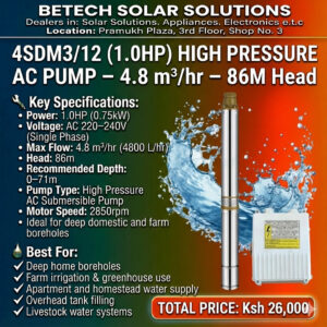 Reliable 1.0HP High-Pressure AC Borehole Pump for Homes, Farms & Water S