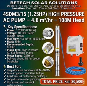 High-Pressure 1.25HP Deep-Well AC Pump for Homes, Farms & Multi-Storey Water Systems