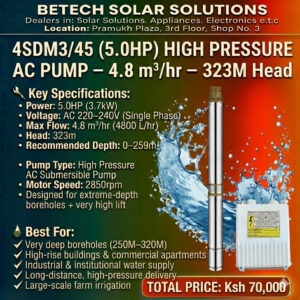 High-Power 5.0HP High-Pressure AC Submersible Pump for Ultra-Deep Boreholes & Commercial Water Systems