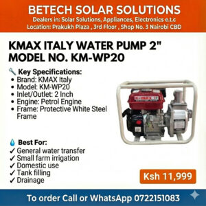 KMAX Italy 2-Inch Petrol Water Pump – Model KM-WP20 (Domestic & Small Farm Irrigation Pump)