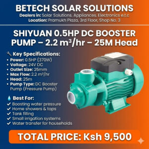 Shiyuan 0.5HP 24V DC Booster Pump – 2.2 m³/hr Flow, 25M Head (Pressure Pump)