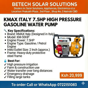KMAX Italy 7.5HP High Pressure Gasoline Water Pump – Model KM-50HP (2-Inch Heavy-Duty Petrol Pump)