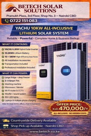 Power Your Home or Business with Confidence – YACHU 10KW All-Inclusive Lithium Solar System