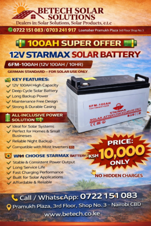 Starmax 12V 100Ah Deep Cycle Solar Battery (6FM-100AH)