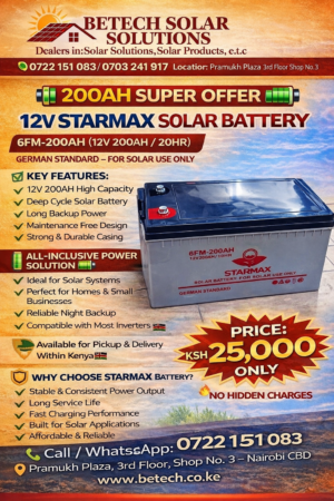 Starmax 12V 200Ah Deep Cycle Solar Battery (6FM-200AH)