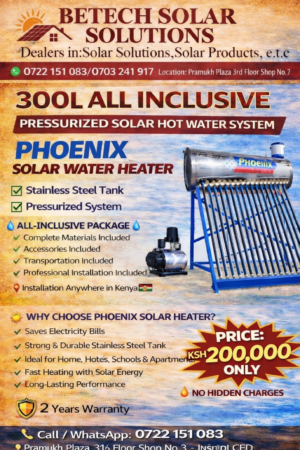 Phoenix 300L All-Inclusive Pressurized Solar Water Heater System (Premium Package)