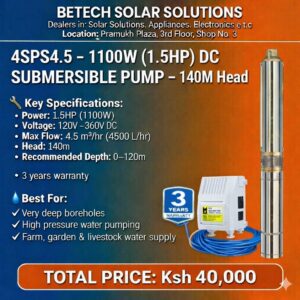 4SPS4.5 – 1100W DC Solar Submersible Pump (1.5HP)